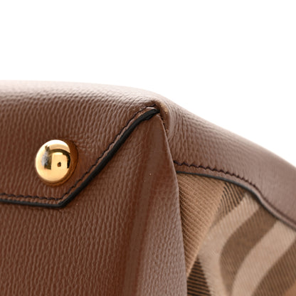 Burberry Grainy Calfskin House Check Medium Banner Tote Tan 11 of 12