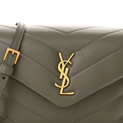 Saint Laurent Calfskin Y Quilted Monogram Toy Loulou Crossbody Bag Grey Kaki 8 of 11