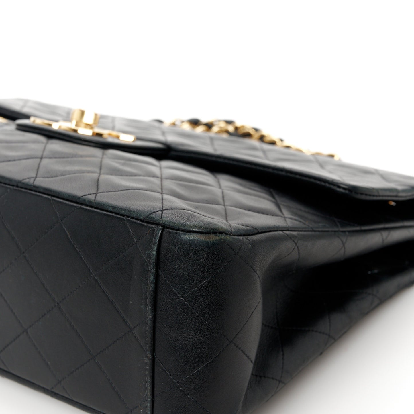 Lambskin Quilted XL Jumbo Single Flap Black