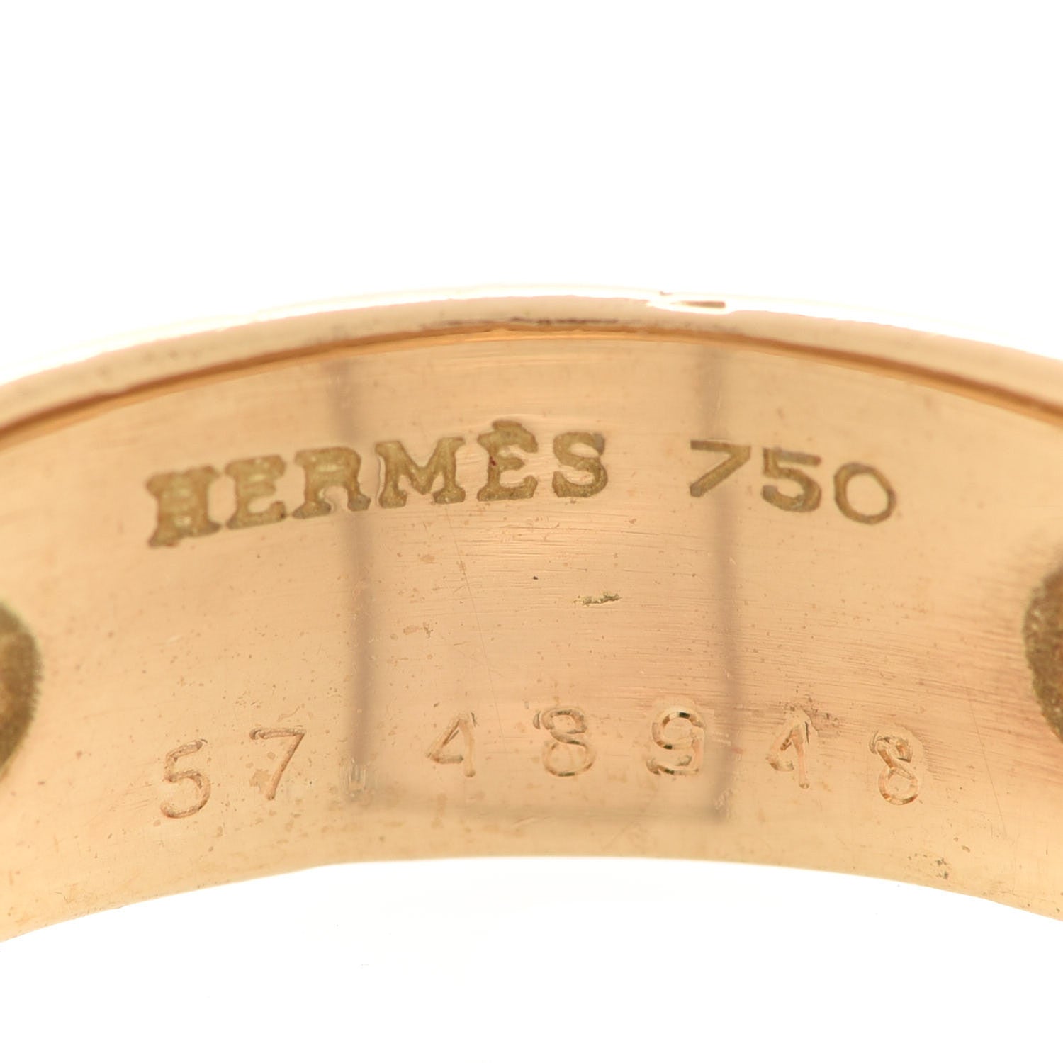 Hermes 18K Yellow Gold H Logo Band Ring 57 8 4 of 5