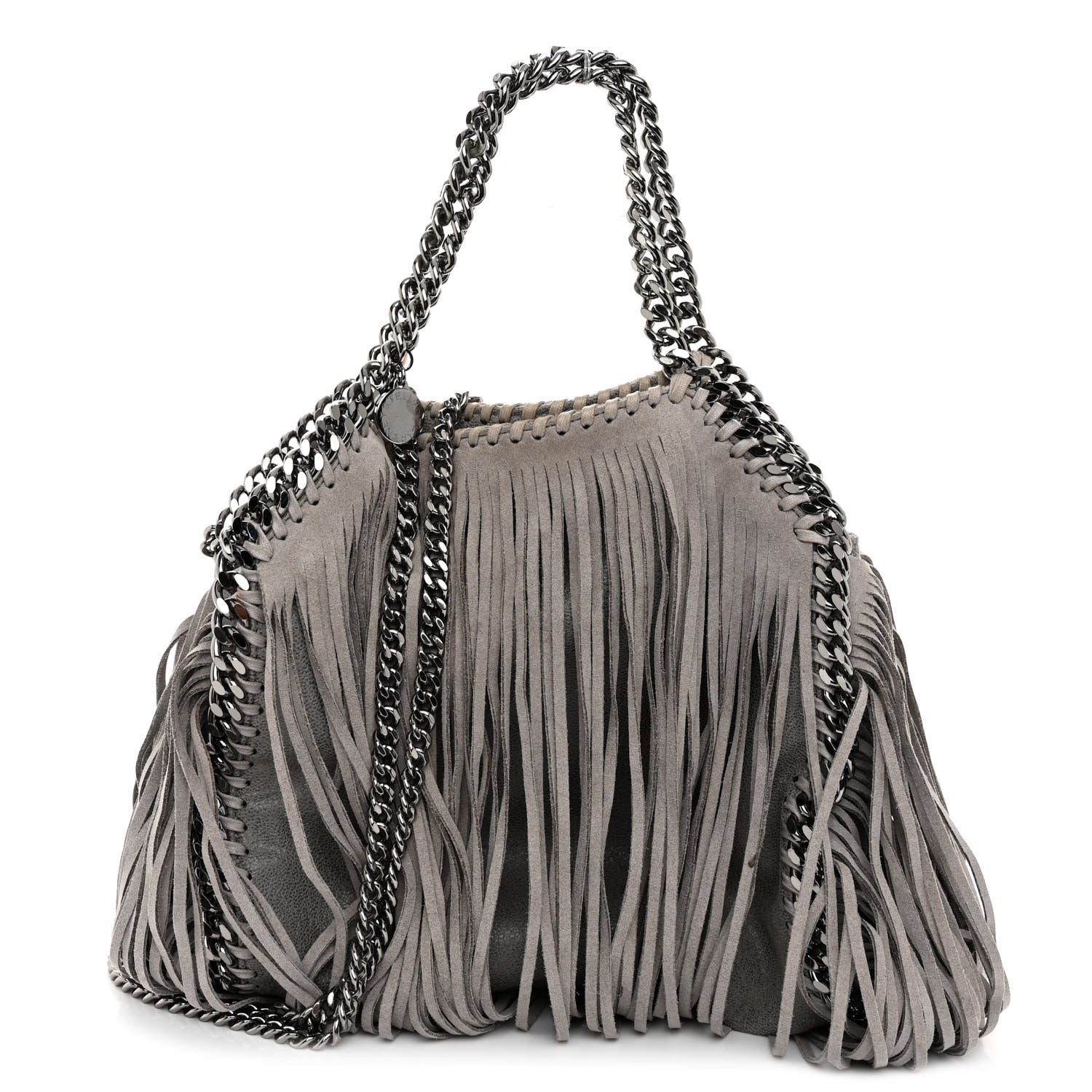 Stella McCartney Shaggy Deer Fringe Mini Falabella Tote Grey 1 of 9