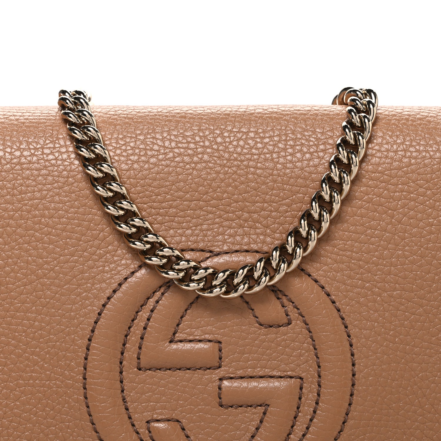 Gucci Pebbled Calfskin Medium Soho Flap Crossbody Camelia 8 of 11
