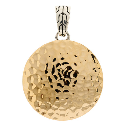 John Hardy Sterling Silver 18K Yellow Gold Palu Hammered Disc Pendant 1 of 3