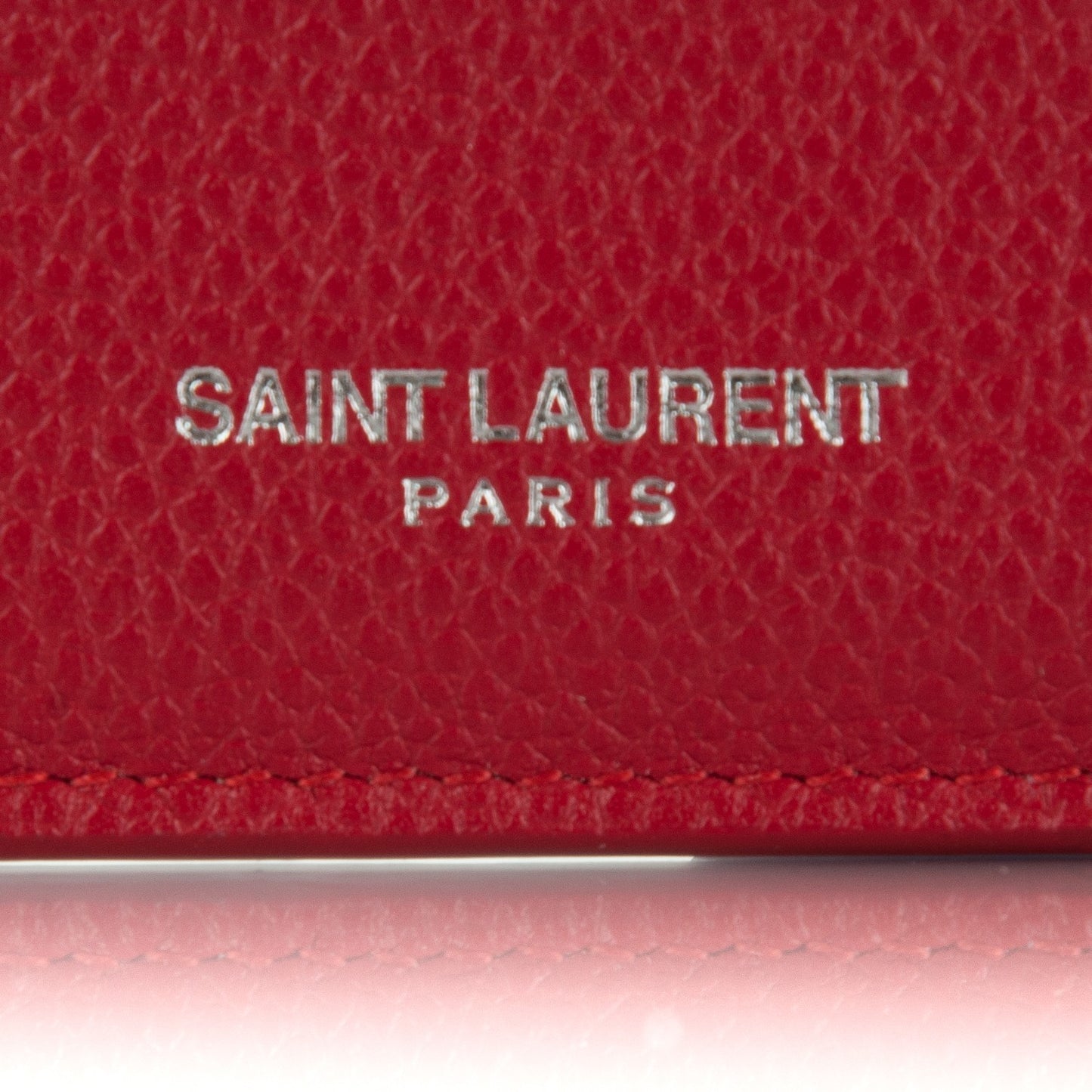 Grained Calfskin 5 Fragments Zip Pouch Card Holder New Red