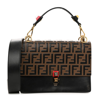 Fendi Vitello Liberty Bi-Color FF 1974 Embossed Kan I Shoulder Bag Black Maya 1 of 13