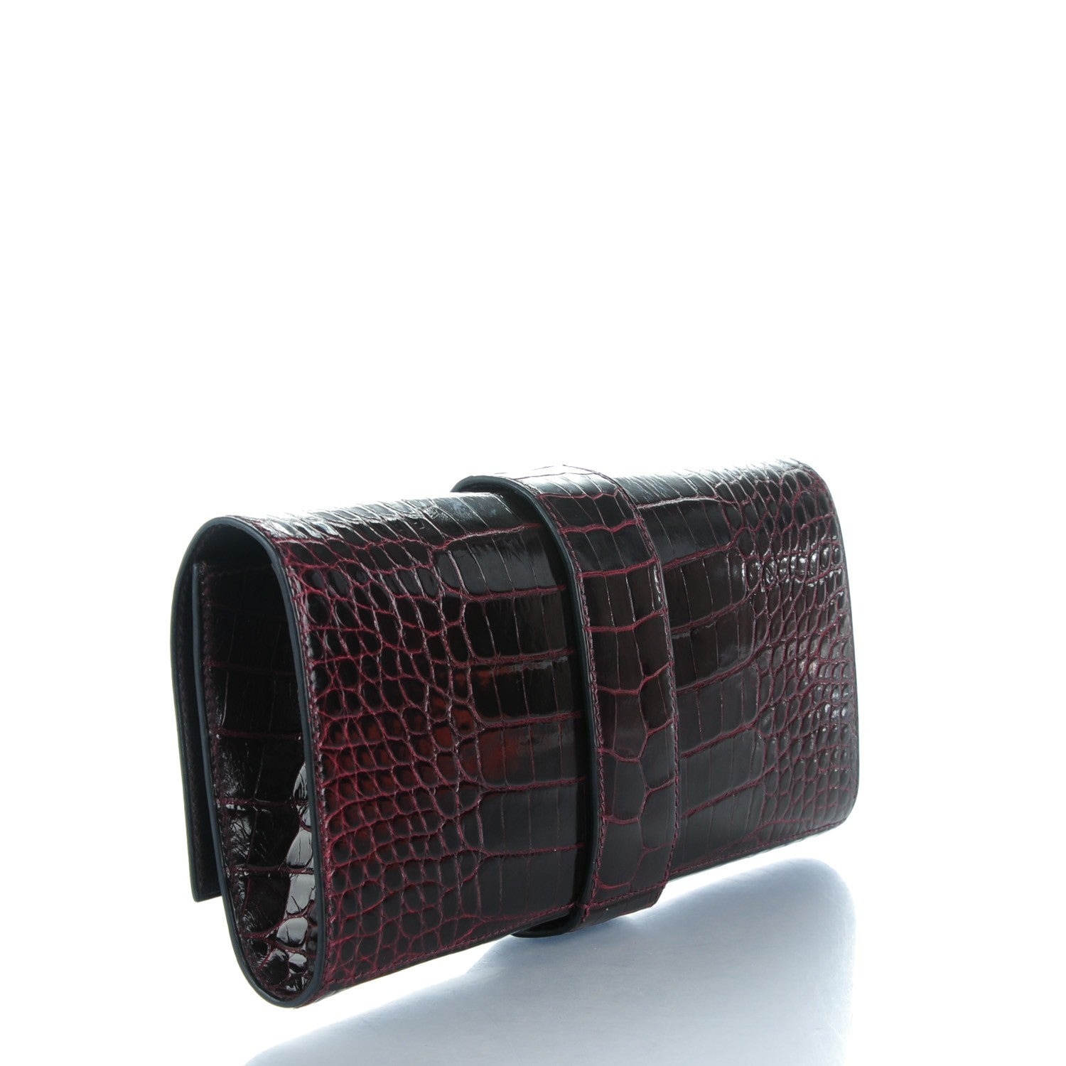 Hermes Shiny Alligator Medor Clutch 23 Bordeaux 3 of 11