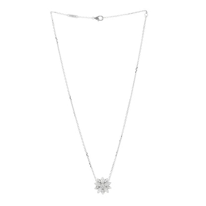 Van Cleef & Arpels 18K White Gold Diamond Small Lotus Pendant Necklace 3 of 7