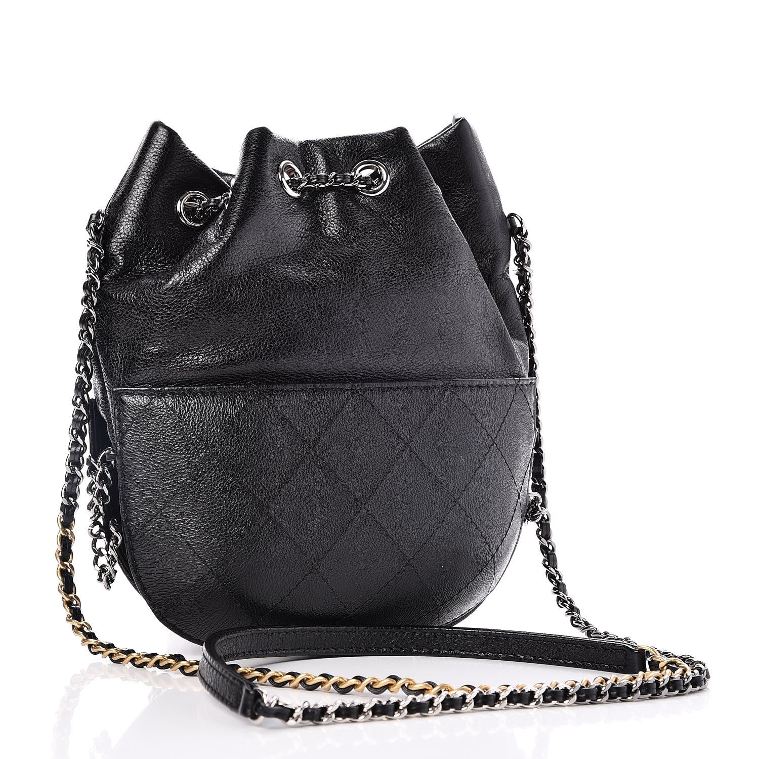 Chanel Calfskin Quilted Small Gabrielle Bucket Black 3 of 8