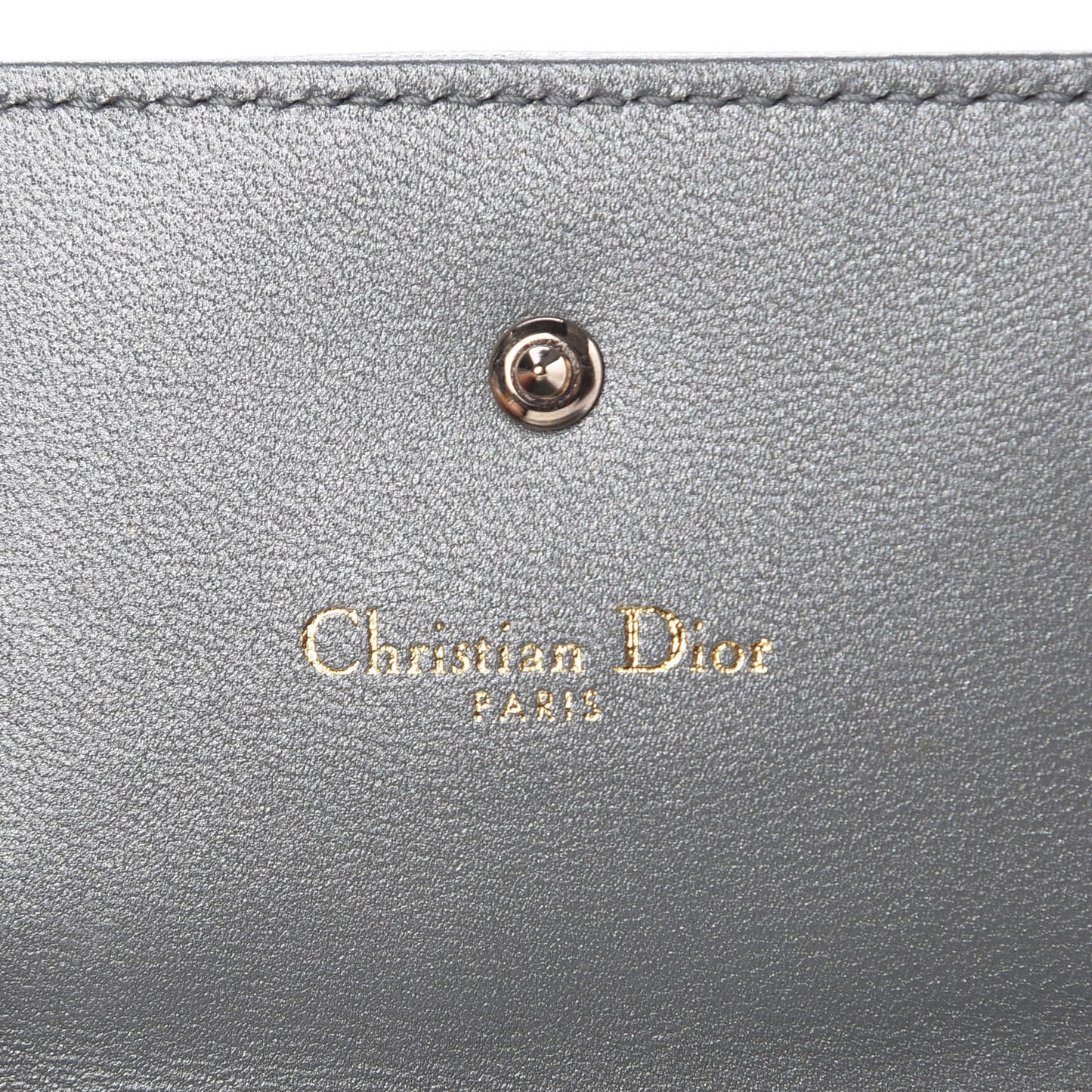 Metallic Grained Calfskin Cannage Diorama Elancee Wallet Silver
