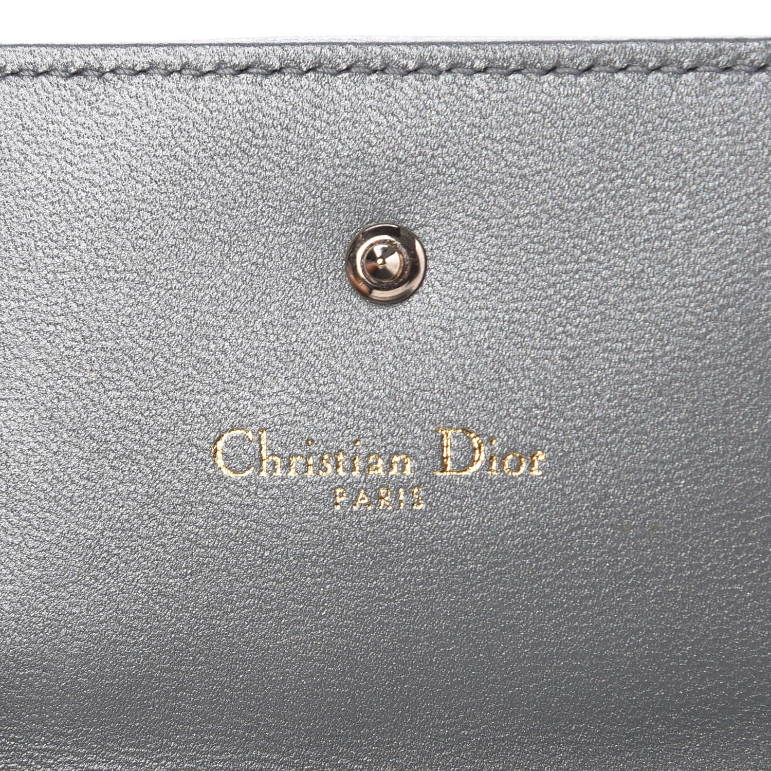 Christian Dior Metallic Grained Calfskin Cannage Diorama Elancee Wallet Silver 6 of 8