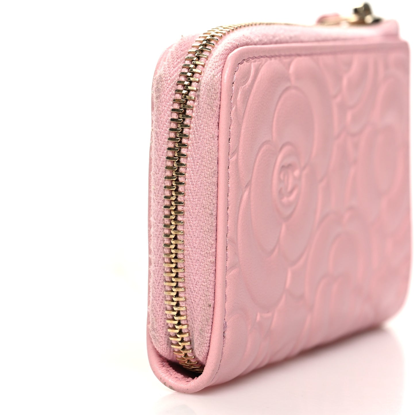 Caviar Camellia Embossed Key Holder Case Pink