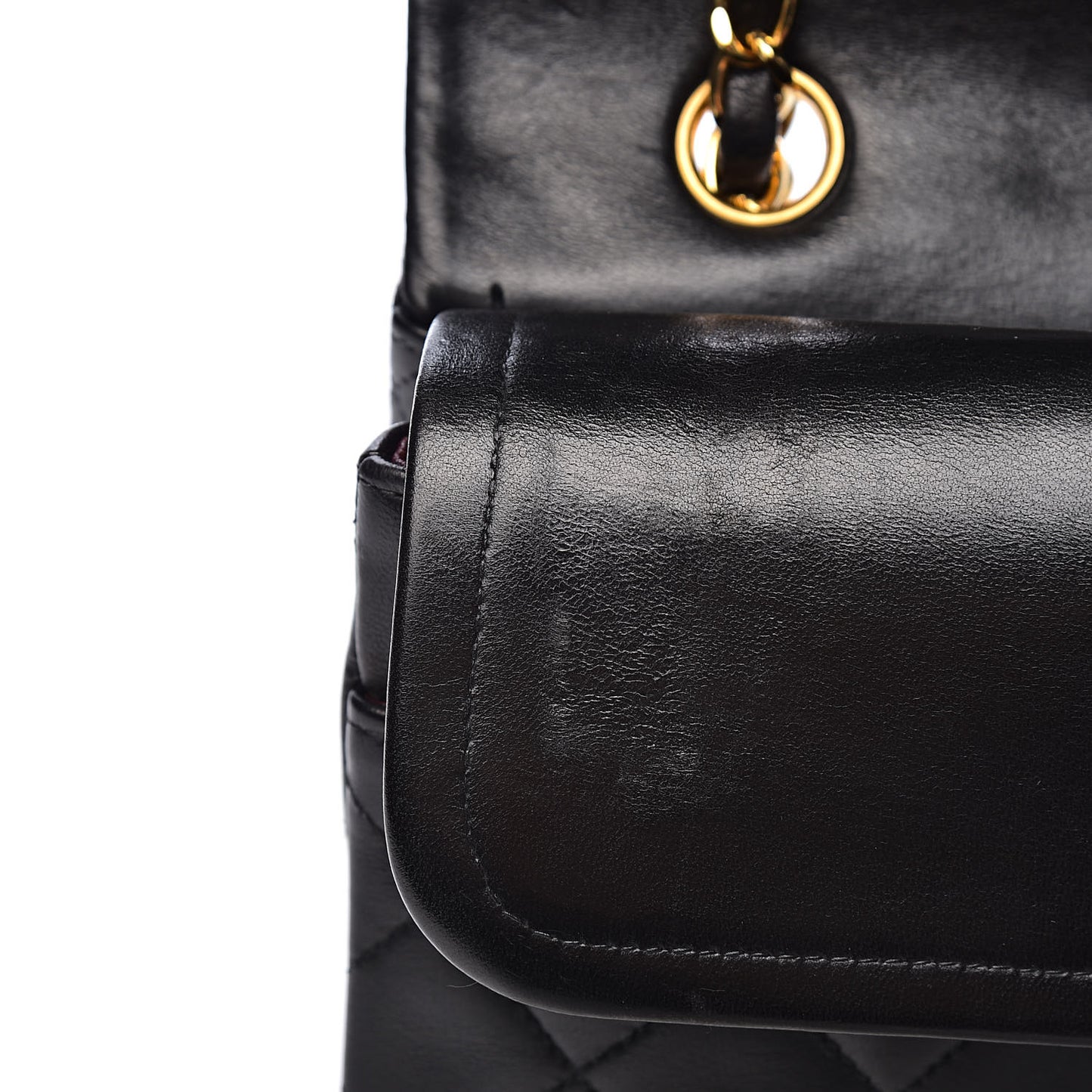 Lambskin Quilted Medium Double Flap Black
