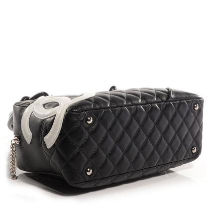 Chanel Calfskin Quilted Large Cambon Bowler Black White 4 of 7