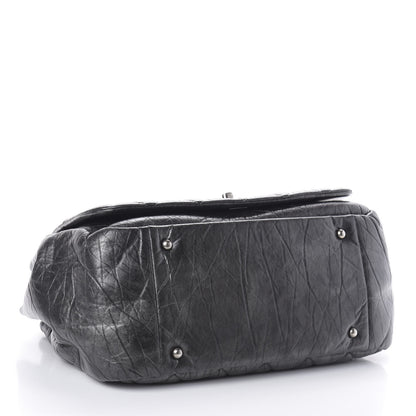 Chanel Metallic Aged Calfskin Quilted Large Pondichery Flap Dark Grey 4 of 10