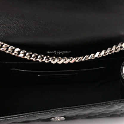 Saint Laurent Grain De Poudre Textured Mixed Matelasse Triquilt Small Monogram Satchel Black 5 of 9