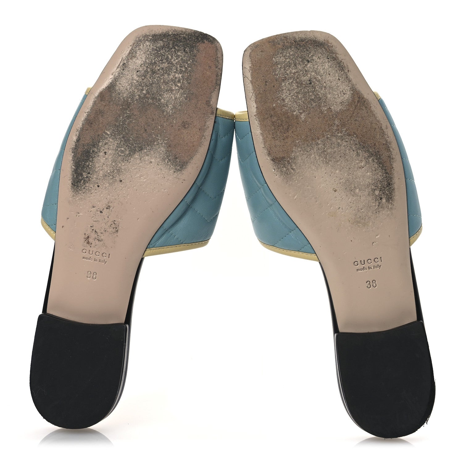 Gucci Malaga Kid Matelasse Enamel GG Marmont Flat Slide Sandals 38 Dusty Azure Burro 7 of 13