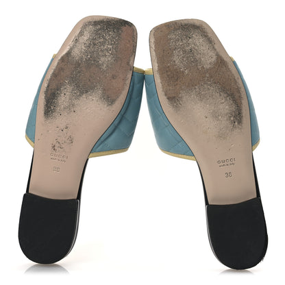 Gucci Malaga Kid Matelasse Enamel GG Marmont Flat Slide Sandals 38 Dusty Azure Burro 7 of 13