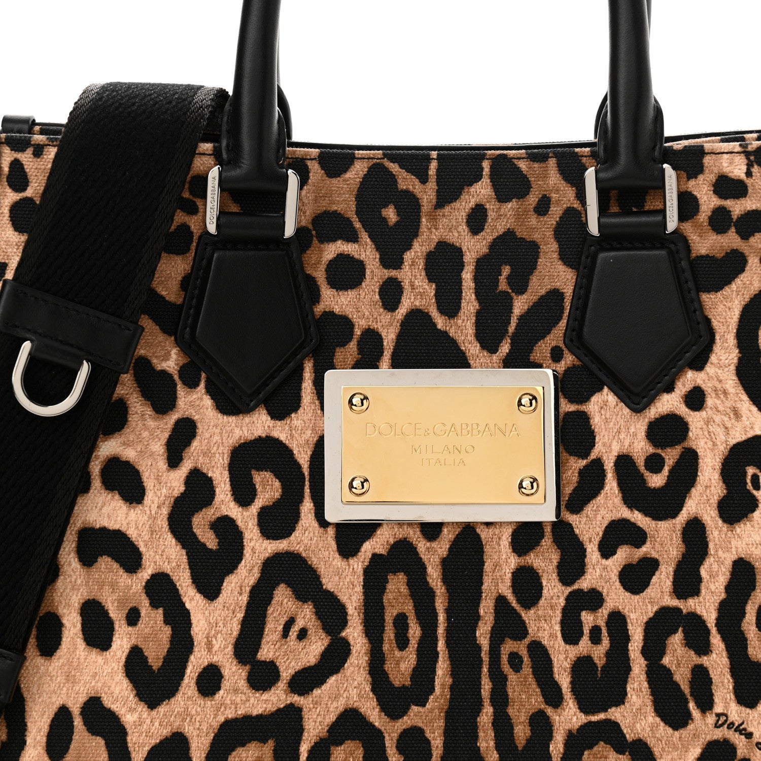 Dolce & Gabbana Canvas Calfskin Leopard Print Tote 7 of 9