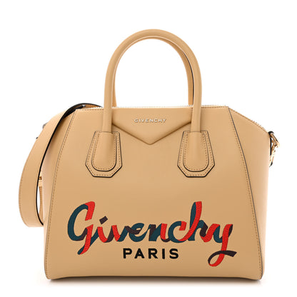 Givenchy Calfskin Embroidered Logo Small Antigona Beige Camel 1 of 13