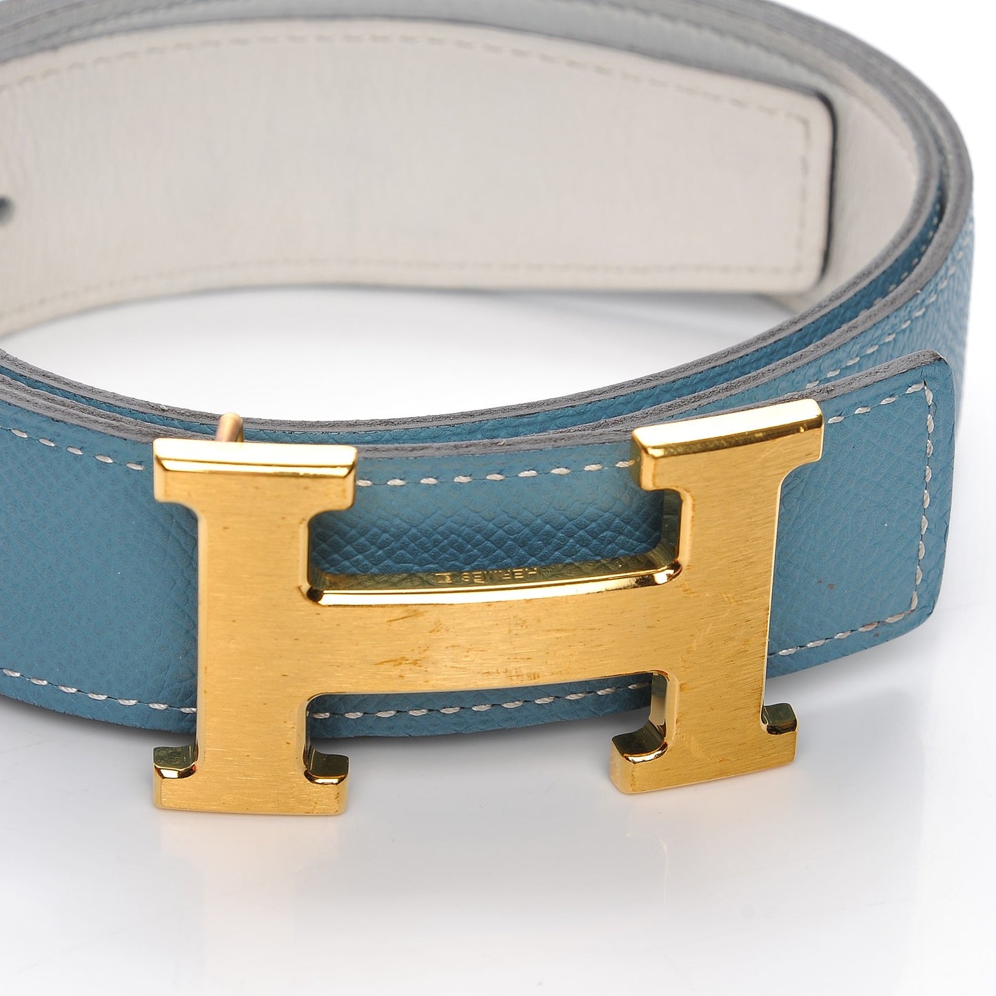 Epsom Swift 32mm H Belt 80 Blue Jean White