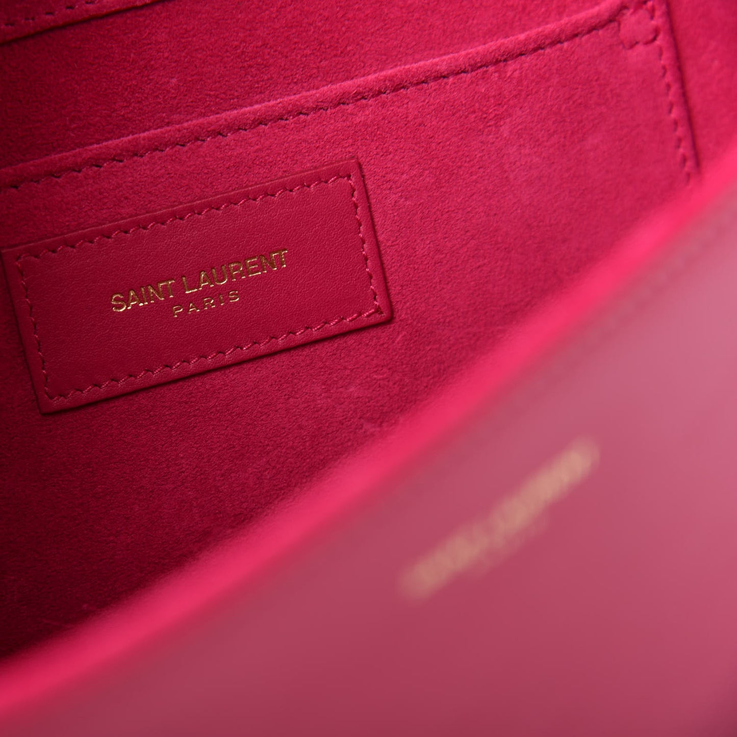 Calfskin Classic Y Ligne Clutch Fuchsia