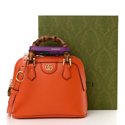 Gucci Textured Dollar Calfskin Mini Diana Dome Tote Bag Deep Orange Spicy Cyclamin 11 of 11
