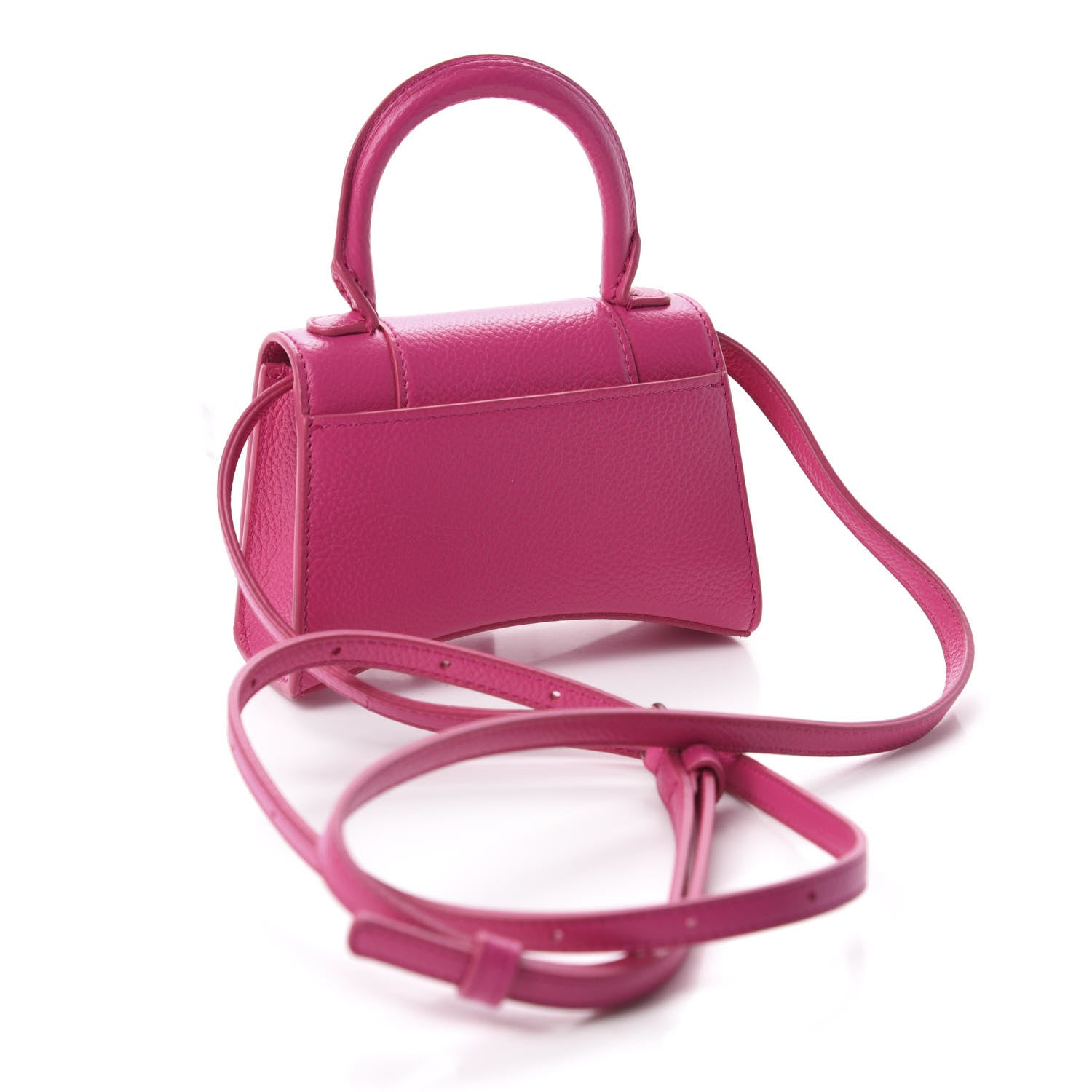 Balenciaga Grained Calfskin Tonal B Hourglass Top Handle Bag Mini Fuchsia 3 of 10