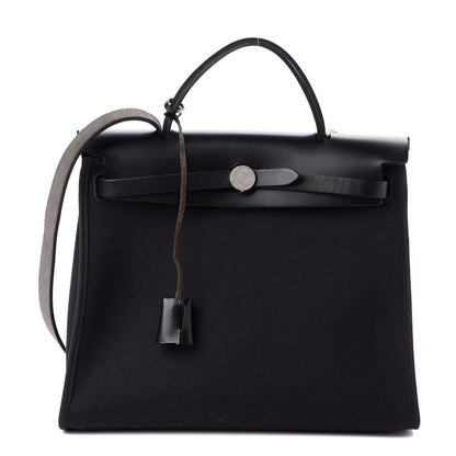 Hermes Military Toile Vache Hunter Herbag Zip PM 31 Black 1 of 11
