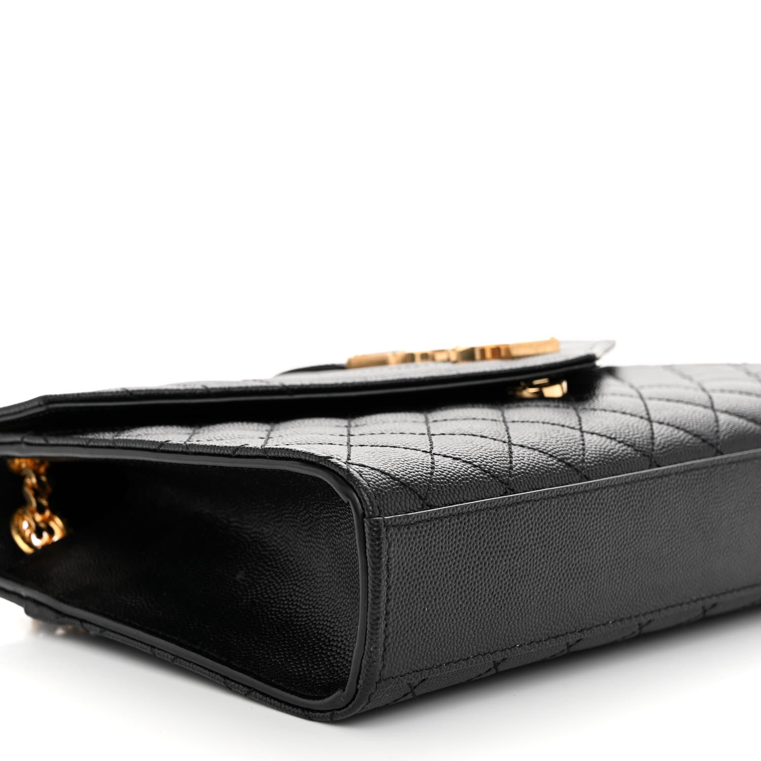 Saint Laurent Grain De Poudre Textured Mixed Matelasse Triquilt Medium Monogram Satchel Black 8 of 9