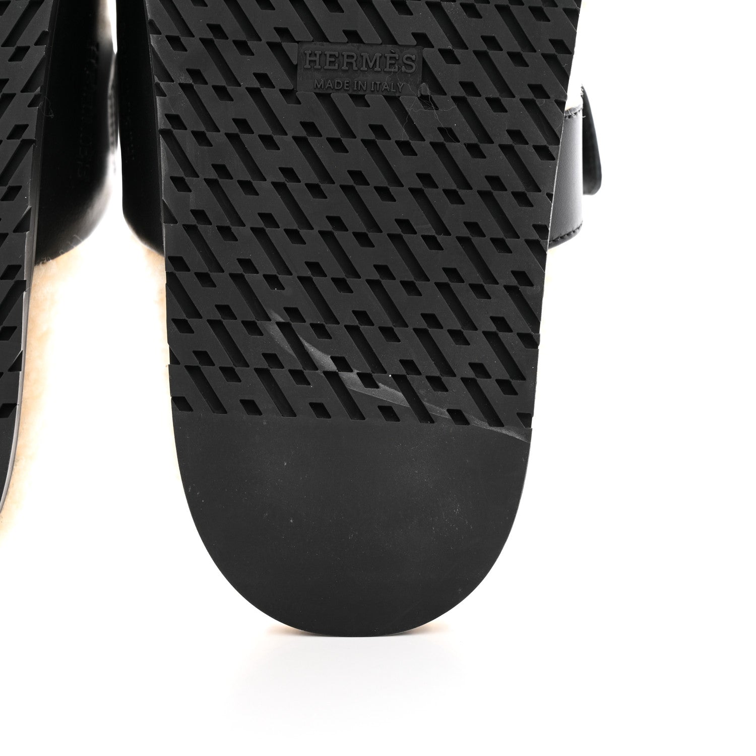 Hermes Calfskin Woolskin Womens Chypre Sandals 39 Black Ecru 7 of 10