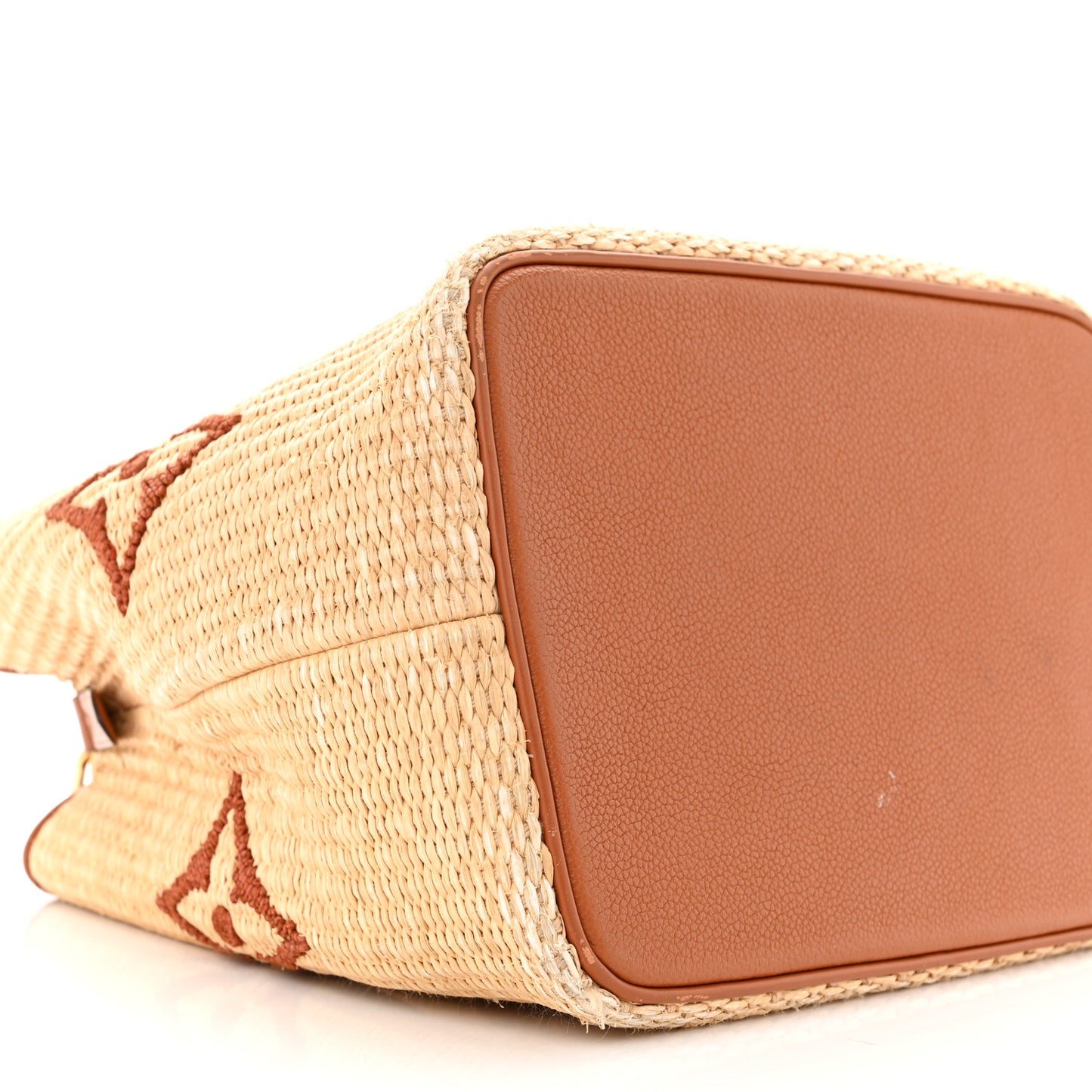 Raffia Calfskin Monogram Neonoe MM Tan