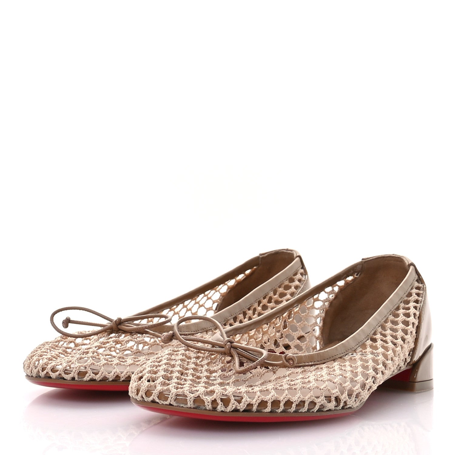 Christian Louboutin Mesh Patent Calfskin Sweetie Jane Flats 37.5 Lionne 4 of 8