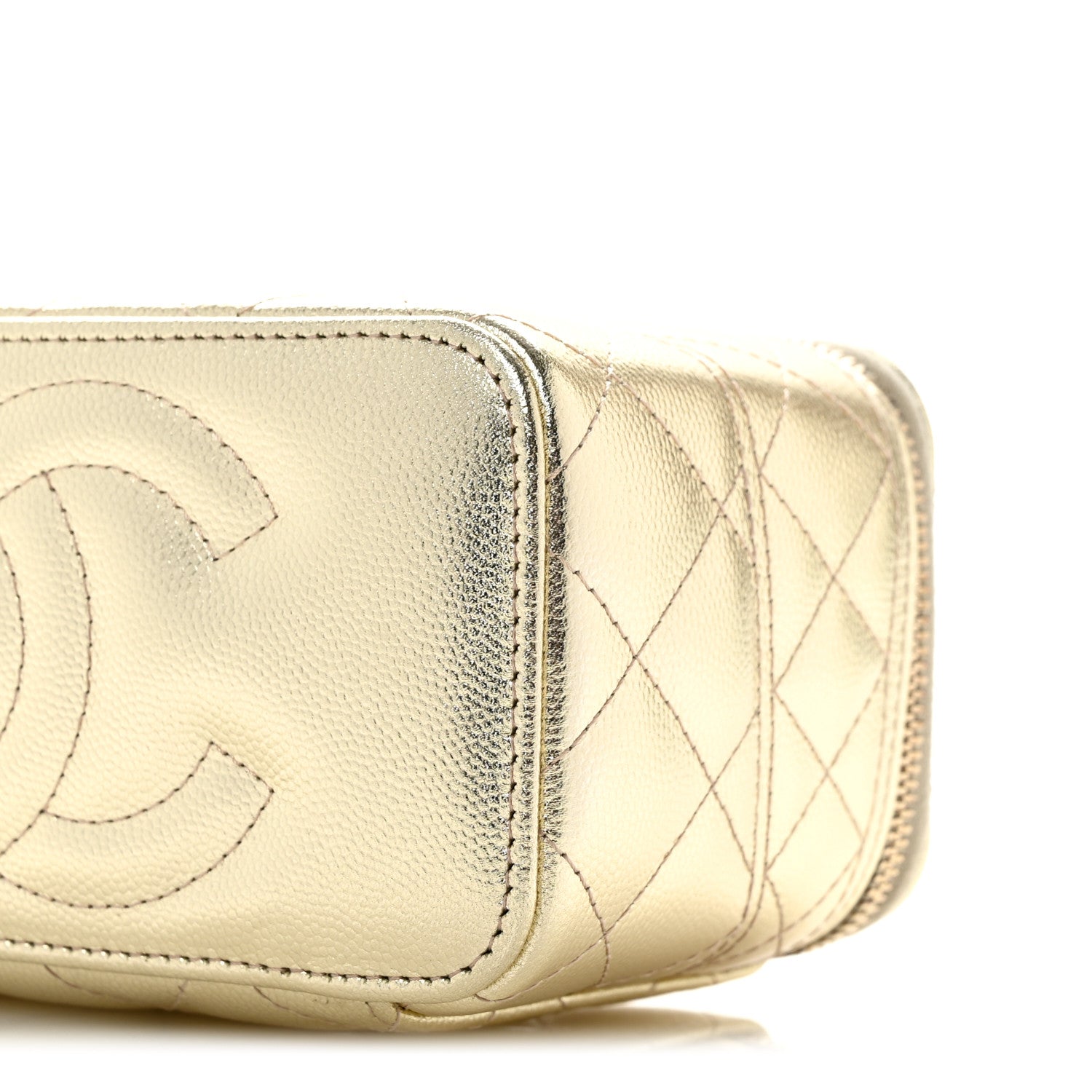 Chanel Metallic Caviar Quilted Trendy Handle Slim Vanity Gold 10 of 11