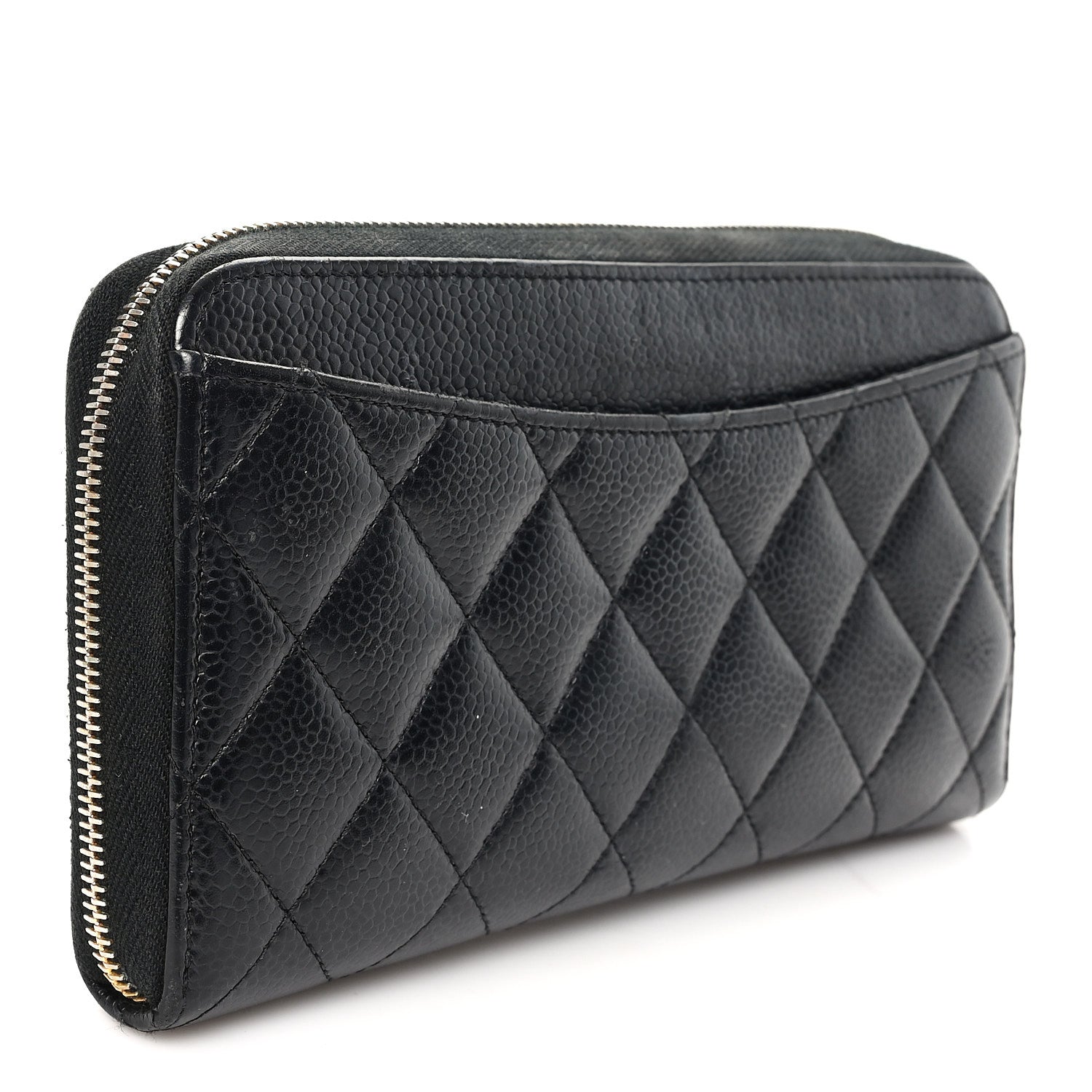 Chanel Caviar Quilted Large Gusset Zip Around Wallet Black 3 of 9