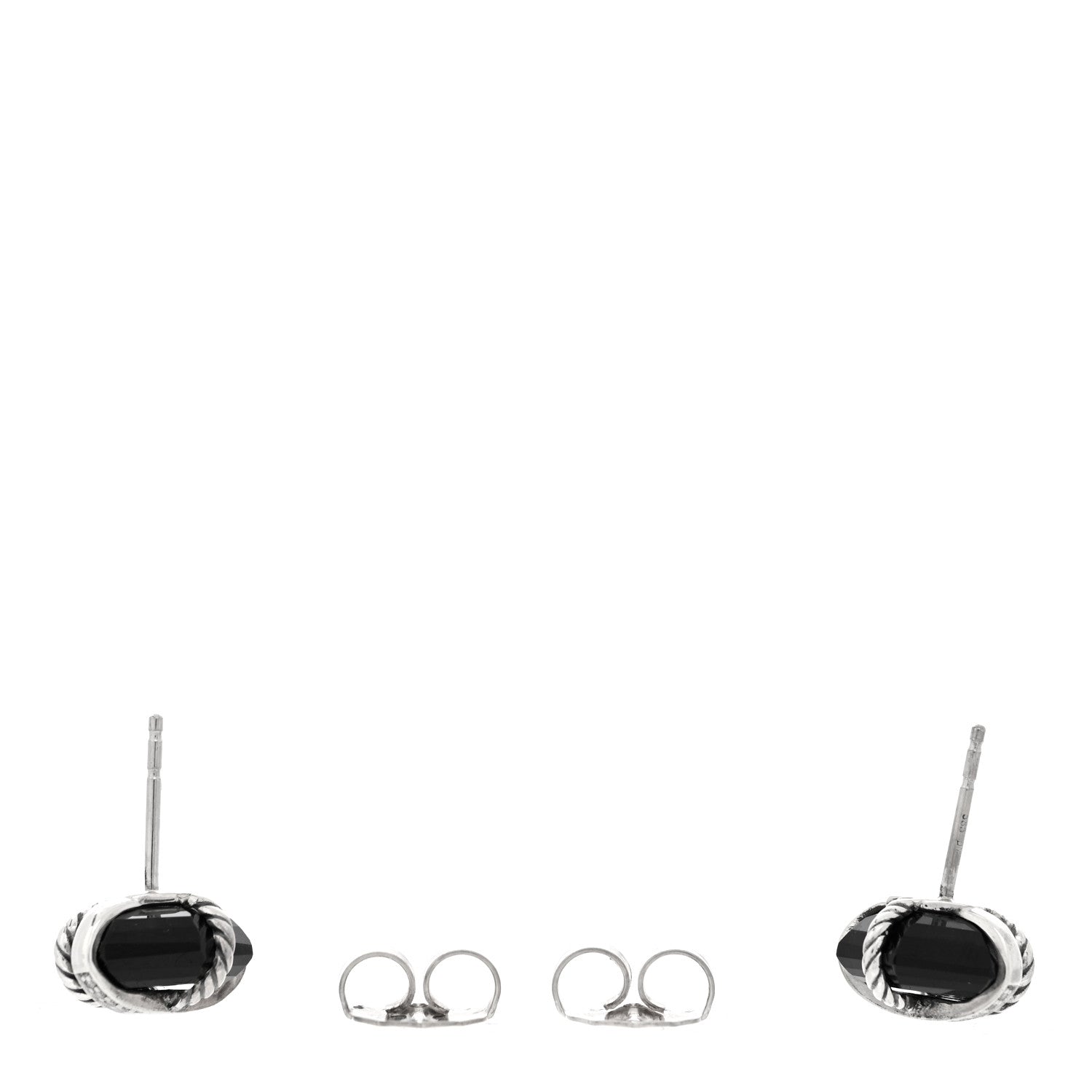 David Yurman Sterling Silver Diamond Black Onyx 11mm Cable Wrap Earrings 5 of 8