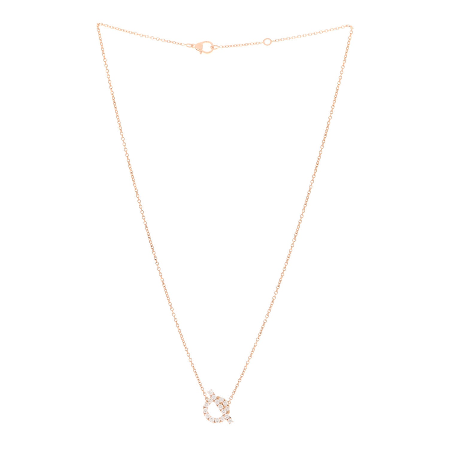 Hermes 18K Rose Gold Diamond Finesse Pendant Necklace 3 of 6