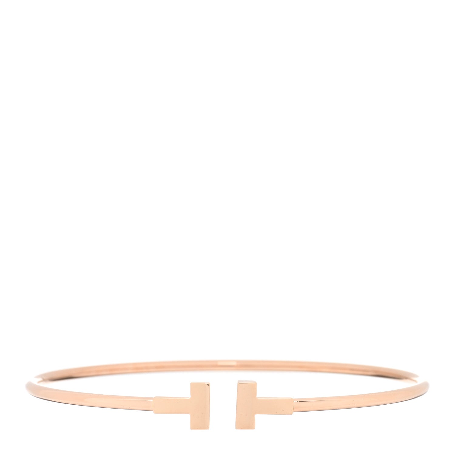 Tiffany 18K Rose Gold Narrow T Wire Bracelet 1 of 4