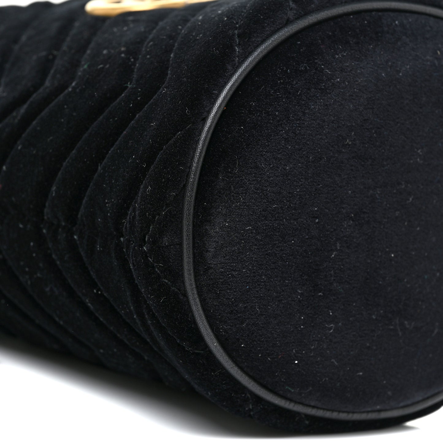 Velvet Matelasse Mini GG Marmont 2.0 Bucket Bag Black