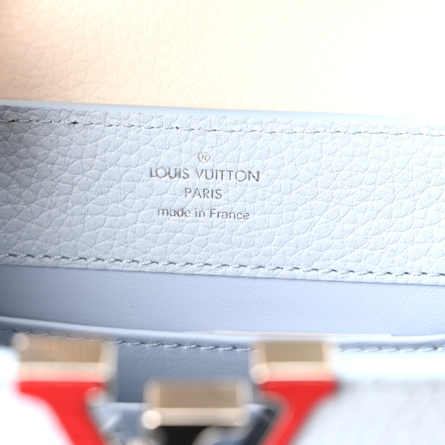 Louis Vuitton Taurillon Capucines Mini Light Blue White Red 6 of 9