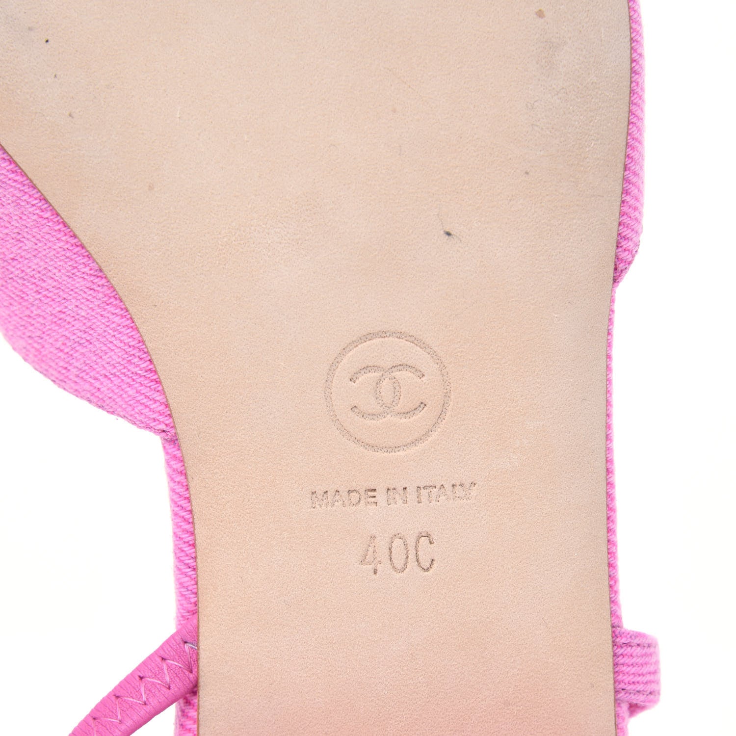 Chanel Denim Cap Toe CC Slingback Flats 40 Neon Pink 6 of 11