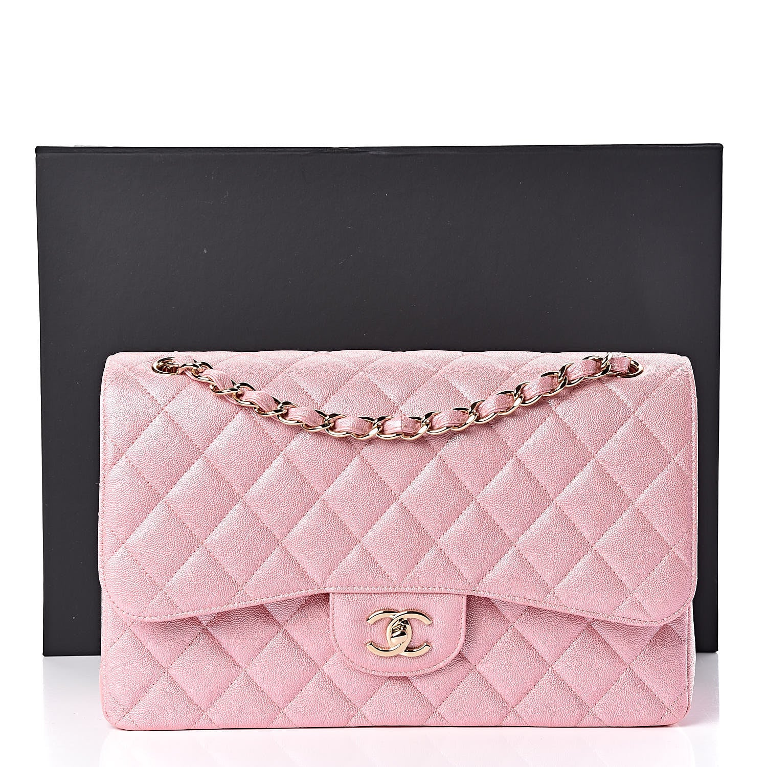 Chanel Iridescent Caviar Quilted Jumbo Double Flap Rose Pink 11 of 11