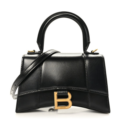 Balenciaga Shiny Box Calfskin Hourglass Top Handle Bag XS Black 1 of 10