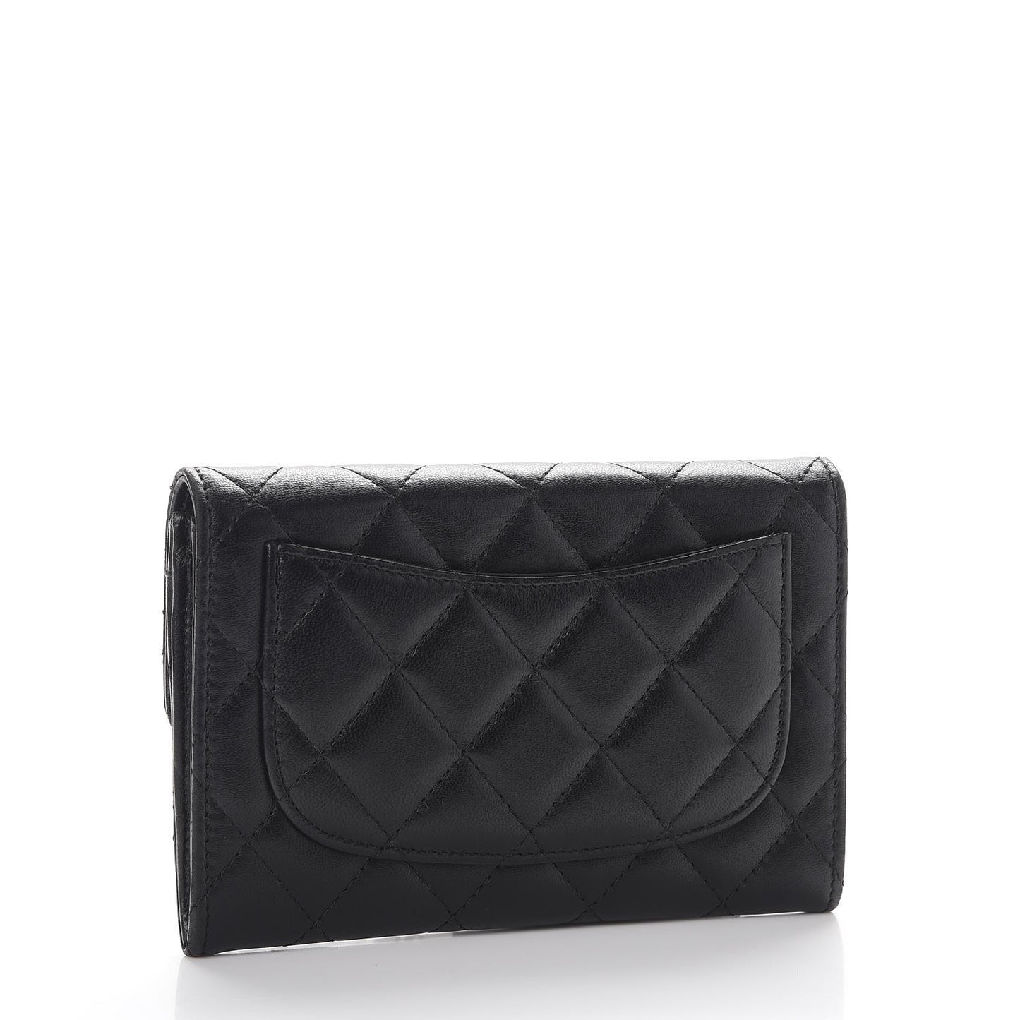 Lambskin Quilted Small Flap Wallet Black