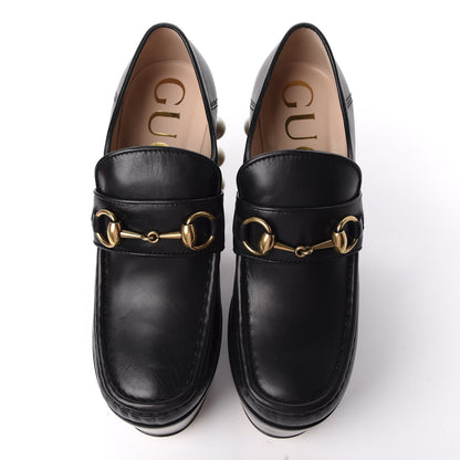 Gucci Malaga Kid Pearl Studded Vegas Platform Loafers 35 Black 5 of 11