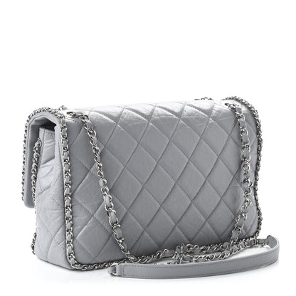Chanel Crumpled Calfskin Large Chain All Over Flap Grey 3 of 10