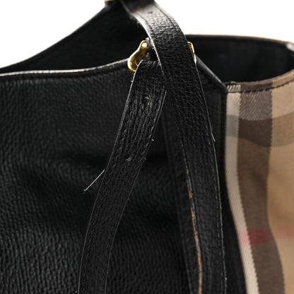 Burberry Grainy Calfskin House Check Small Canterbury Tote Black 22 of 25