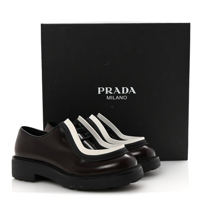 Prada Spazzolato Rois Monolith 55mm Derby Loafers 8 Dark Brown Black 10 of 10