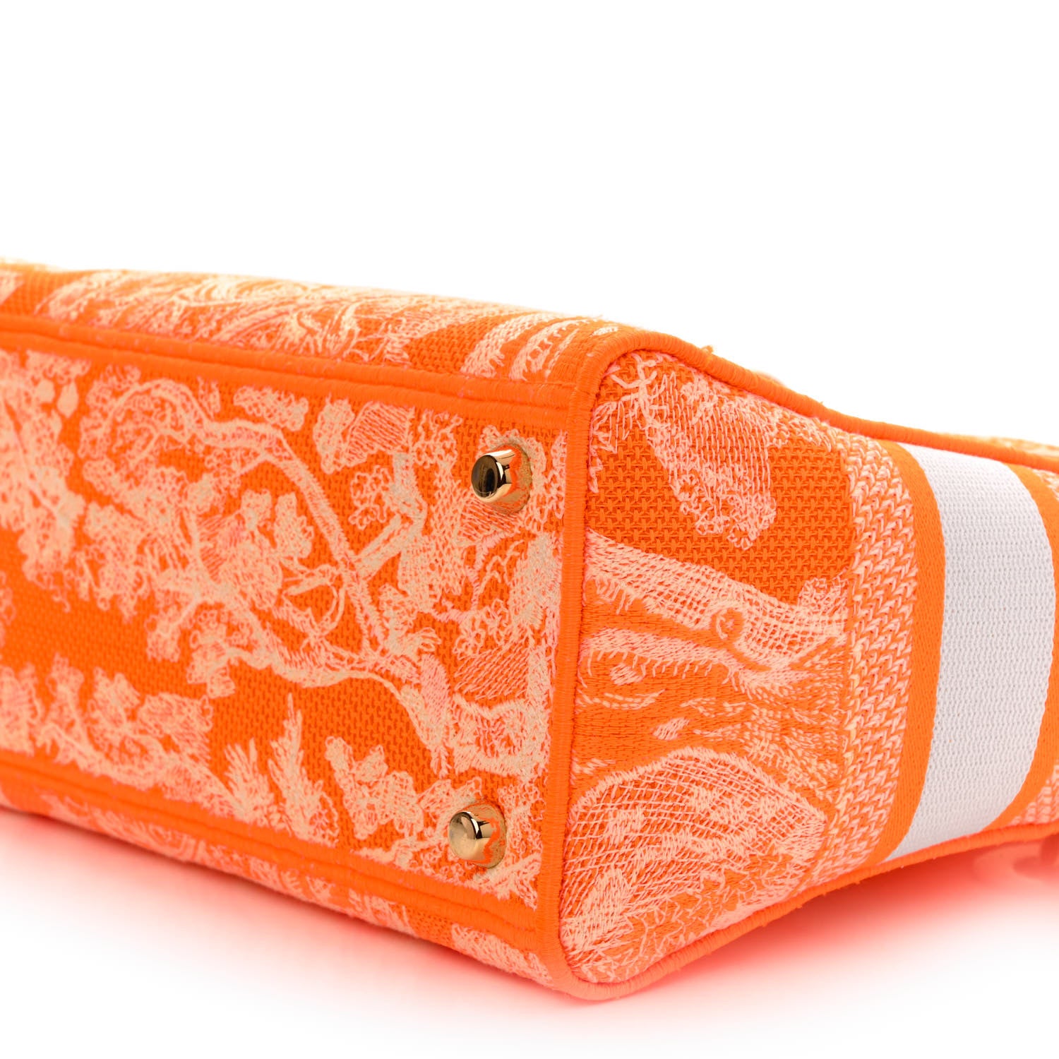 Christian Dior Canvas Toile De Jouy Reverse Embroidered Medium Lady D-Lite Fluorescent Orange 9 of 10