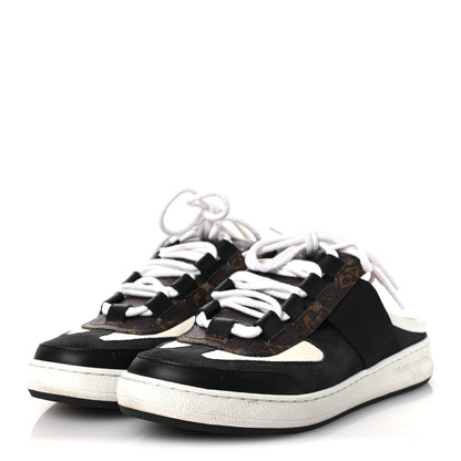 Louis Vuitton Monogram Suede Calfskin Lous Open Back Sneakers 37.5 Black 4 of 10