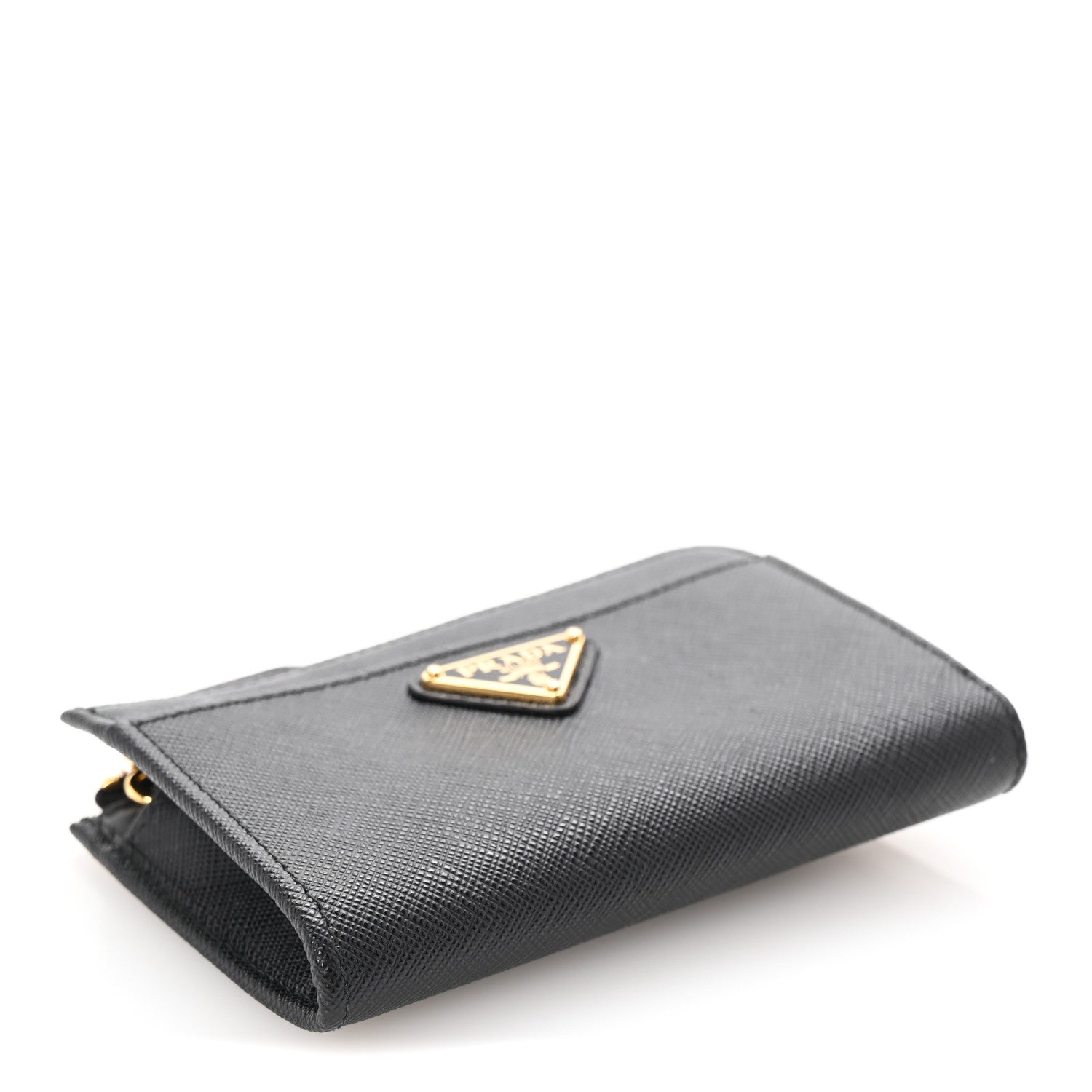 Prada Saffiano Triangle Zip Around Keychain Black 4 of 7